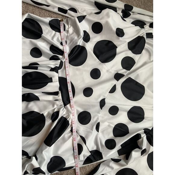 Buxom Curvy White With Black Polka Dot Pattern Long Sleeves Midi Dress Size 1X - Picture 12 of 16